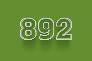  3D 892 numara yeşil arka planda indirimli poster indirimi için özel satış teklifi, afiş reklamları etiketi, afiş etiketi, Noel indirimi, indirim kuponu ve daha fazlası için izole edilmiştir..