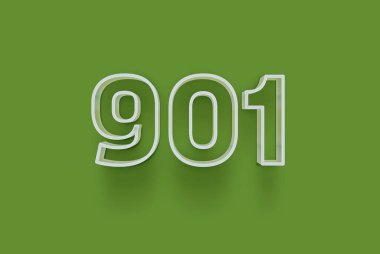  3D 901 numara yeşil arka planda indirimli poster indirimi için özel satış teklifi, afiş reklamları etiketi, afiş etiketi, Noel indirimi, indirim kuponu ve daha fazlası için izole edilmiştir..