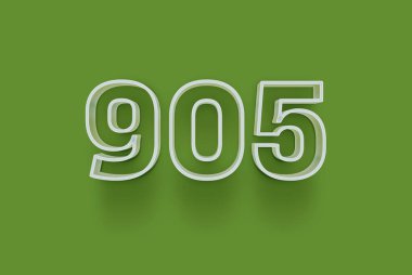  3D numara 905 yeşil arka planda indirimli poster indirimi için özel satış teklifi, afiş reklamları etiketi, afiş etiketi, Noel indirimi, indirim kuponu ve daha fazlası için izole edilmiştir..