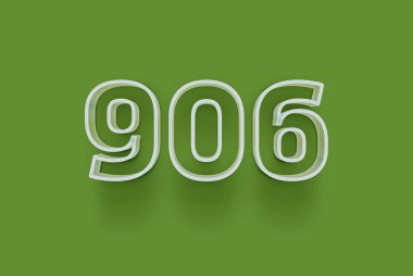  3D 906 numara yeşil arka planda indirimli poster indirimi için özel satış teklifi, afiş reklamları etiketi, afiş etiketi, Noel indirimi, indirim kuponu ve daha fazlası için izole edilmiştir..