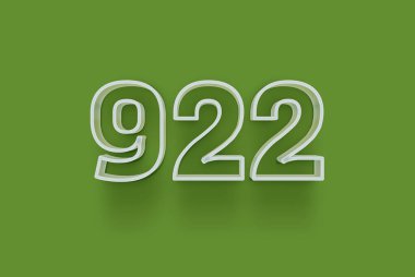  3D 922 numara yeşil arka planda indirimli poster indirimi için özel satış teklifi, afiş reklamları etiketi, afiş etiketi, Noel indirimi, indirim kuponu ve daha fazlası için izole edilmiştir..