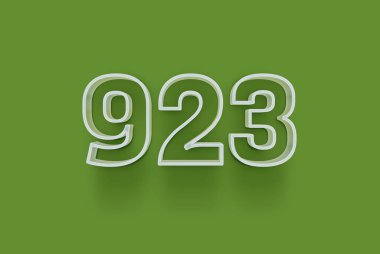  3D 923 numara yeşil arka planda indirimli poster indirimi için özel satış teklifi, afiş reklamları etiketi, afiş etiketi, Noel indirimi, indirim kuponu ve daha fazlası için izole edilmiştir..