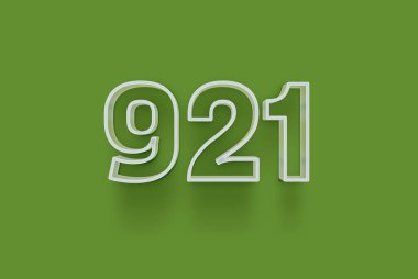  3D 921 numara yeşil arka planda indirimli poster indirimi için özel satış teklifi, afiş reklamları etiketi, afiş etiketi, Noel indirimi, indirim kuponu ve daha fazlası için izole edilmiştir..