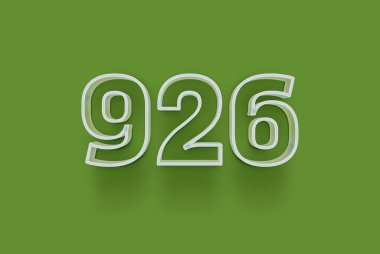  3D 926 numara yeşil arka planda indirimli poster indirimi için özel satış teklifi, afiş reklamları etiketi, afiş etiketi, Noel indirimi, indirim kuponu ve daha fazlası için izole edilmiştir..