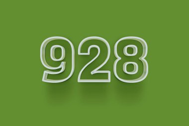  3D 928 numara yeşil arka planda indirimli poster indirimi için özel satış teklifi, afiş reklamları etiketi, afiş etiketi, Noel indirimi, indirim kuponu ve daha fazlası için izole edilmiştir..