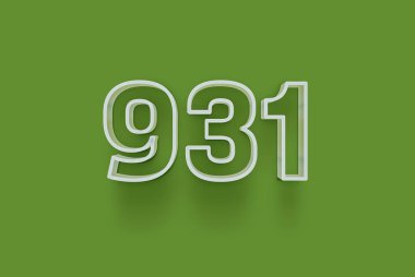  3D 931 numara yeşil arka planda indirimli poster indirimi için özel satış teklifi, afiş reklamları etiketi, afiş etiketi, Noel indirimi, indirim kuponu ve daha fazlası için izole edilmiştir..