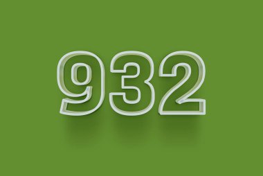  3D 932 numara yeşil arka planda indirimli poster indirimi için özel satış teklifi, afiş reklamları etiketi, afiş etiketi, Noel indirimi, indirim kuponu ve daha fazlası için izole edilmiştir..