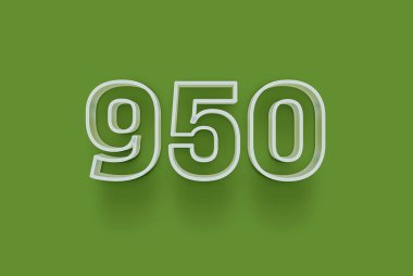  3D 950 numara yeşil arka planda indirimli poster indirimi için özel satış teklifi, afiş reklamları etiketi, afiş etiketi, Noel indirimi, indirim kuponu ve daha fazlası için izole edilmiştir..