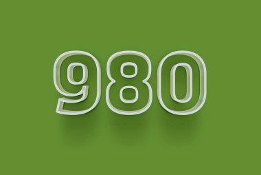  3D 980 numara yeşil arka planda indirimli poster indirimi için özel satış teklifi, afiş reklamları etiketi, afiş etiketi, Noel indirimi, indirim kuponu ve daha fazlası için izole edilmiştir..