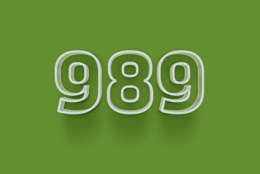  3D 989 numara yeşil arka planda indirimli poster indirimi için özel satış teklifi, afiş reklamları etiketi, afiş etiketi, Noel indirimi, indirim kuponu ve daha fazlası için izole edilmiştir..