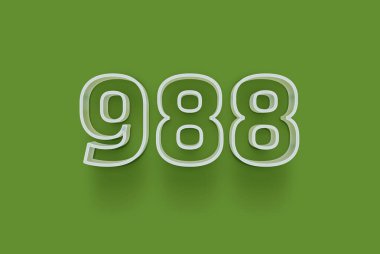  3D 988 numara yeşil arka planda indirimli poster indirimi için özel satış teklifi, afiş reklamları etiketi, afiş etiketi, Noel indirimi, indirim kuponu ve daha fazlası için izole edilmiştir..