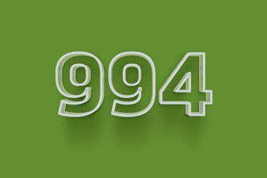  3D 994 numara yeşil arka planda indirimli poster indirimi için özel satış teklifi, afiş reklamları etiketi, afiş etiketi, Noel indirimi, indirim kuponu ve daha fazlası için izole edilmiştir..