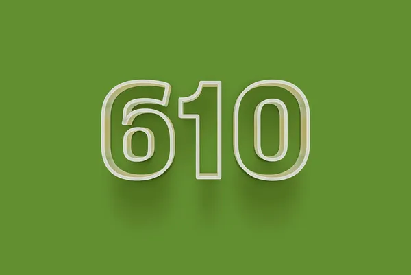Αριθμός 610 Είναι Απομονωμένη Πράσινο Φόντο Για Μοναδική Αφίσα Πώλησης — Φωτογραφία Αρχείου