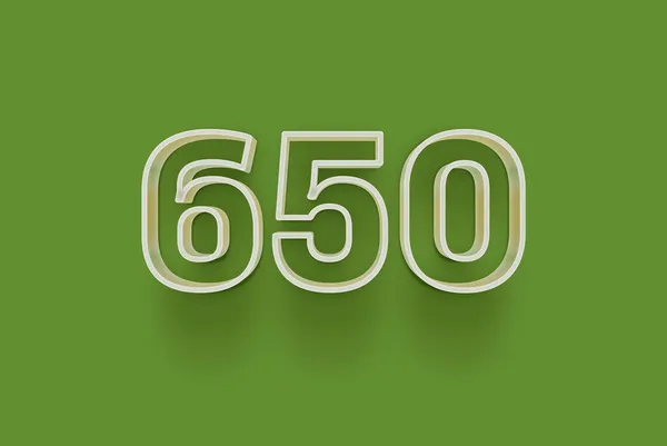 Numer 650 Jest Izolowany Zielonym Tle Dla Unikalnej Sprzedaży Plakat — Zdjęcie stockowe