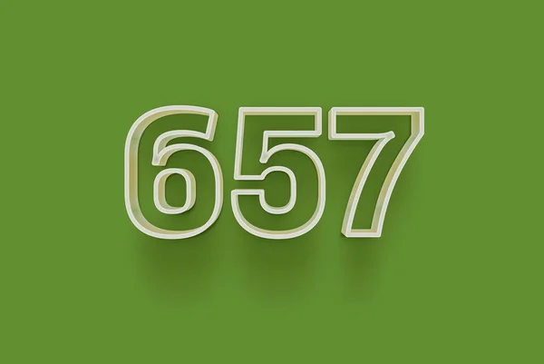 Номер 657 Изолирован Зеленом Фоне Вашего Уникального Рекламного Плаката Скидка — стоковое фото