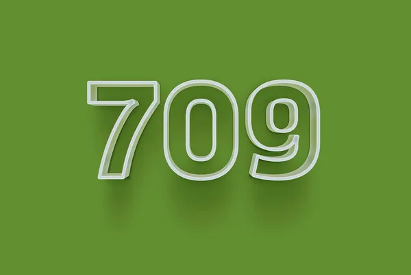 Numer 709 Jest Izolowany Zielonym Tle Dla Unikalnej Sprzedaży Plakat — Zdjęcie stockowe