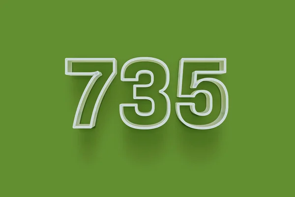 Номер 735 Изолирован Зеленом Фоне Вашего Уникального Рекламного Плаката Скидка — стоковое фото