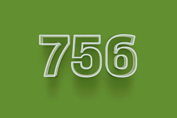 3D number 756 is isolated on green background for your unique selling poster promo discount special sale shopping offer, banner ads label, enjoy Christmas, Xmas sale off tag, coupon and more.