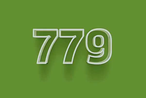 Numer 779 Jest Izolowany Zielonym Tle Dla Unikalnej Sprzedaży Plakat — Zdjęcie stockowe