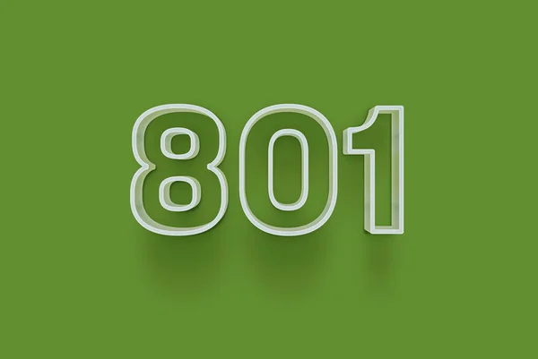 3D number 801 is isolated on green background for your unique selling poster promo discount special sale shopping offer, banner ads label, enjoy Christmas, Xmas sale off tag, coupon and more.