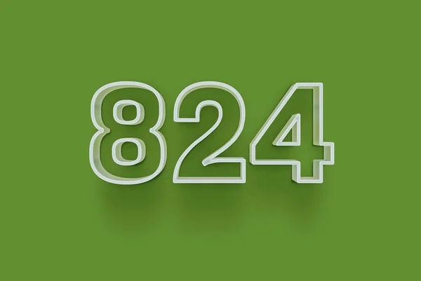 3D number 824 is isolated on green background for your unique selling poster promo discount special sale shopping offer, banner ads label, enjoy Christmas, Xmas sale off tag, coupon and more.