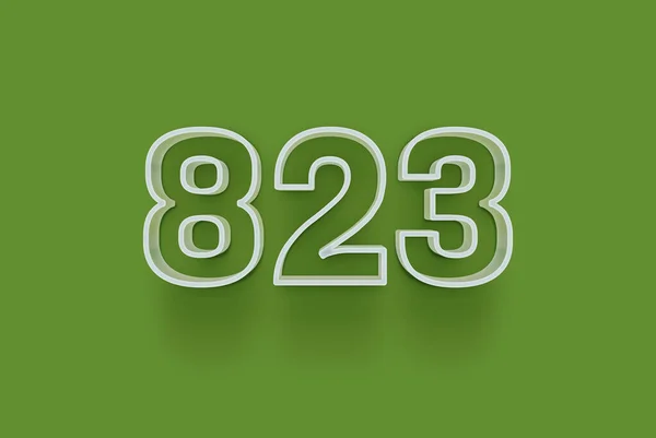 Номер 823 Изолирован Зеленом Фоне Вашего Уникального Рекламного Плаката Скидка — стоковое фото