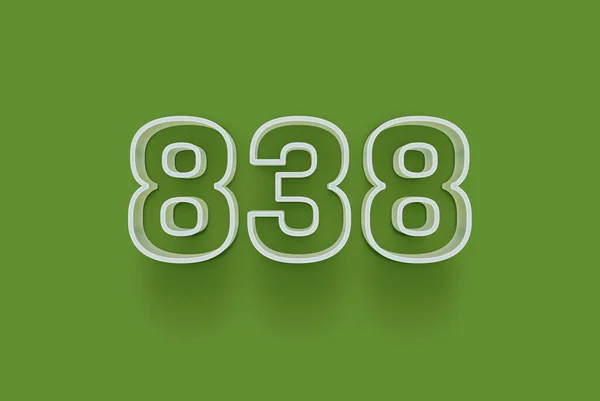 Номер 838 Изолирован Зеленом Фоне Вашего Уникального Рекламного Плаката Скидка — стоковое фото