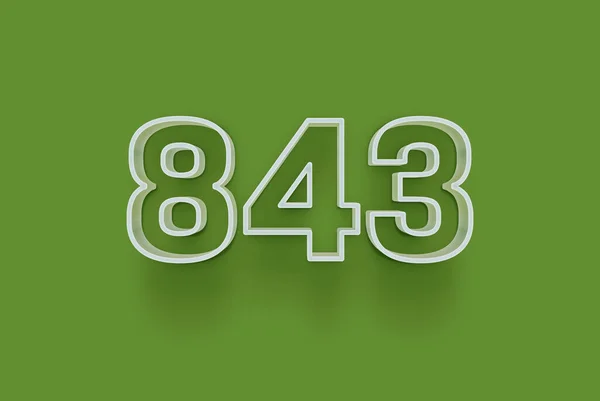 Numer 843 Jest Izolowany Zielonym Tle Dla Unikalnej Sprzedaży Plakat — Zdjęcie stockowe