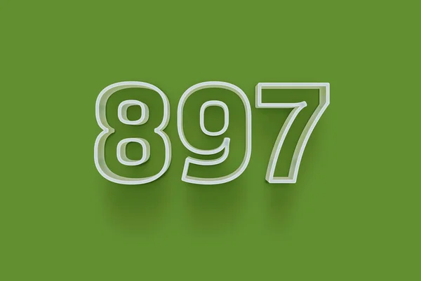 Numer 897 Jest Izolowany Zielonym Tle Dla Unikalnej Sprzedaży Plakat — Zdjęcie stockowe