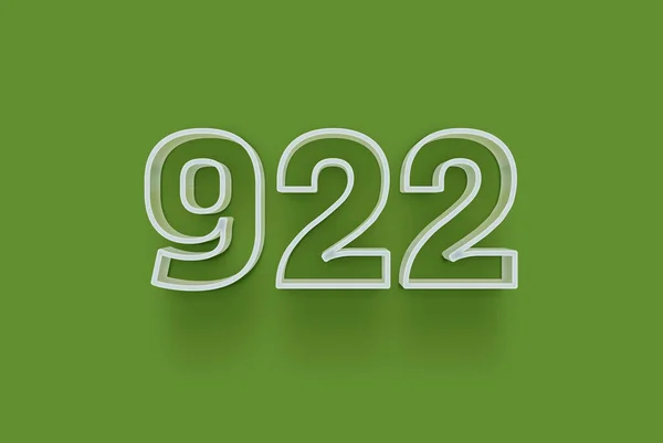 3D number 922 is isolated on green background for your unique selling poster promo discount special sale shopping offer, banner ads label, enjoy Christmas, Xmas sale off tag, coupon and more.