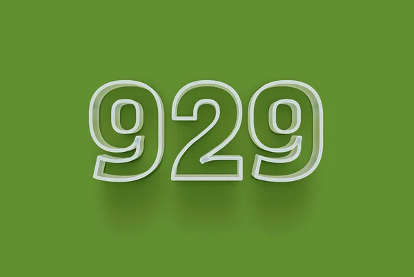 3D number 929 is isolated on green background for your unique selling poster promo discount special sale shopping offer, banner ads label, enjoy Christmas, Xmas sale off tag, coupon and more.