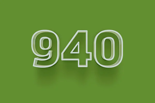 3D number 940 is isolated on green background for your unique selling poster promo discount special sale shopping offer, banner ads label, enjoy Christmas, Xmas sale off tag, coupon and more.