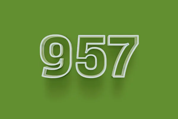 Номер 957 Выделен Зеленом Фоне Вашего Уникального Рекламного Плаката Скидка — стоковое фото