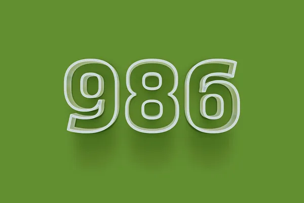 Numer 986 Jest Izolowany Zielonym Tle Dla Unikalnej Sprzedaży Plakat — Zdjęcie stockowe