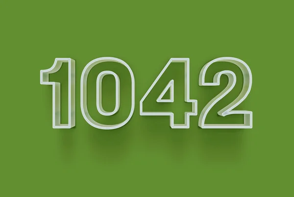 3D number 1042 is isolated on green background for your unique selling poster promo discount special sale shopping offer, banner ads label, enjoy Christmas, Xmas sale off tag, coupon and more.