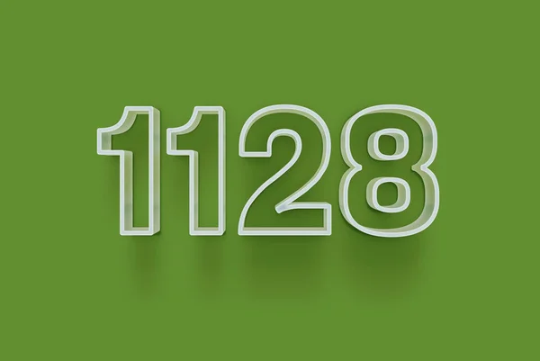 Numer 1128 Jest Izolowany Zielonym Tle Dla Unikalnej Sprzedaży Plakat — Zdjęcie stockowe
