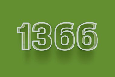  3D 1366 numara yeşil arka planda indirimli poster indirimi için özel satış teklifi, afiş reklamları etiketi, afiş etiketi, Noel indirimi, indirim kuponu ve daha fazlası için izole edilmiştir..