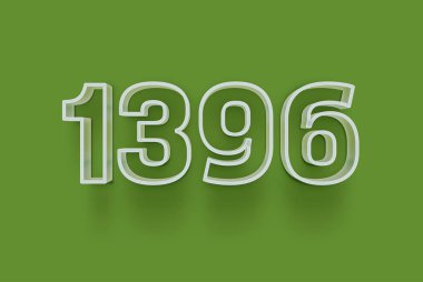  3D 1396 yeşil arka planda, indirimli poster indirimi için özel satış teklifi, afiş reklamları etiketi, afiş etiketi, Noel indirimi, indirim kuponu ve daha fazlası için izole edilmiştir..