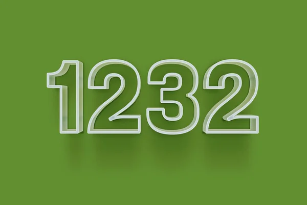 3D number 1232 is isolated on green background for your unique selling poster promo discount special sale shopping offer, banner ads label, enjoy Christmas, Xmas sale off tag, coupon and more.