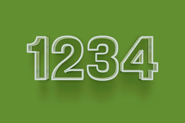 Numer 1234 Jest Odizolowany Zielonym Tle Dla Unikalnej Sprzedaży Plakat — Zdjęcie stockowe