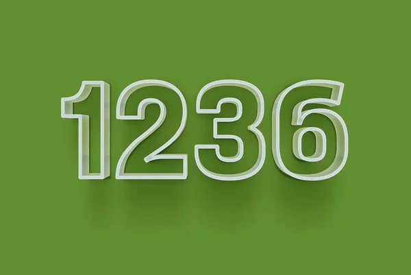 Номер 1236 Изолирован Зеленом Фоне Вашего Уникального Рекламного Плаката Скидка — стоковое фото