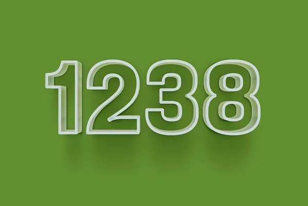 Numer 1238 Jest Izolowany Zielonym Tle Dla Unikalnej Sprzedaży Plakat — Zdjęcie stockowe