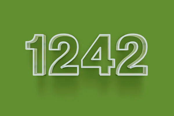 3D number 1242 is isolated on green background for your unique selling poster promo discount special sale shopping offer, banner ads label, enjoy Christmas, Xmas sale off tag, coupon and more.
