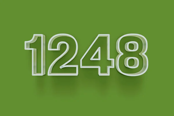 3D number 1248 is isolated on green background for your unique selling poster promo discount special sale shopping offer, banner ads label, enjoy Christmas, Xmas sale off tag, coupon and more.