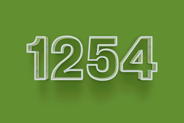 3D number 1254 is isolated on green background for your unique selling poster promo discount special sale shopping offer, banner ads label, enjoy Christmas, Xmas sale off tag, coupon and more.