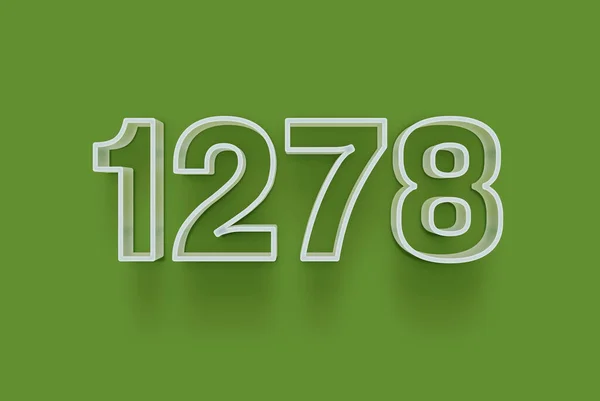 3D number 1278 is isolated on green background for your unique selling poster promo discount special sale shopping offer, banner ads label, enjoy Christmas, Xmas sale off tag, coupon and more.