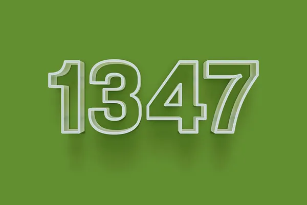 3D番号1347は あなたのユニークな販売ポスタープロモーション割引特別販売ショッピングオファー バナー広告ラベルのための緑の背景に隔離されている クリスマスをお楽しみくださいタグ クーポンなど — ストック写真