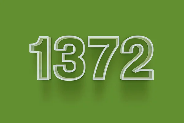 3D number 1372 is isolated on green background for your unique selling poster promo discount special sale shopping offer, banner ads label, enjoy Christmas, Xmas sale off tag, coupon and more.