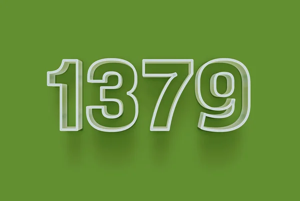 3D番号1379は あなたのユニークな販売ポスタープロモーション割引特別販売ショッピングオファー バナー広告ラベル クリスマスを楽しむ クーポンなどのクリスマス販売のための緑の背景に隔離されています — ストック写真