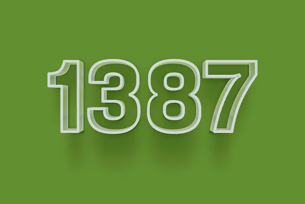 Номер 1387 Изолирован Зеленом Фоне Вашего Уникального Рекламного Плаката Скидка — стоковое фото